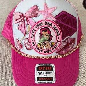 OTTO Pink Graphic woman’s  Hat with Chain Detail